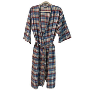Vintage NEIMAN-MARCUS Men's Traditional Hand Woven Madras Plaid Robe Multicolor